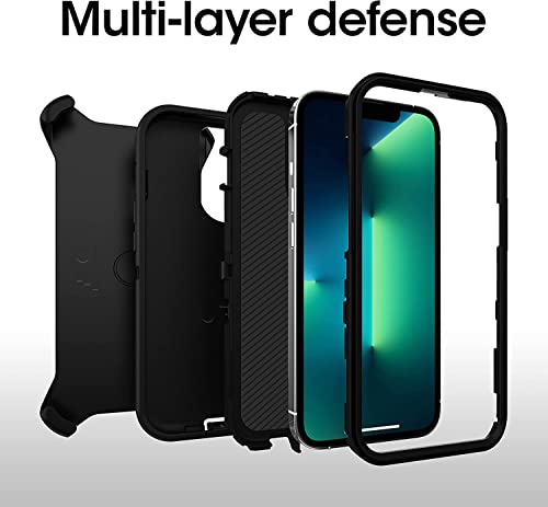 OtterBox iPhone 13 Pro (ONLY) Defender Series Case - Black, Rugged & Durable, with Port Protection, Includes Holster Clip Kickstand