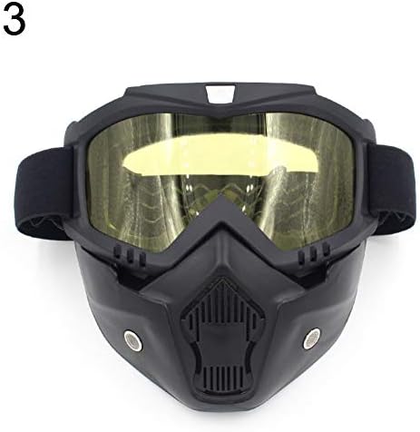 dljztrade Detachable Goggle Helmet Glasses Universal Motorcycle Ski Bike Open Face Mask (1Pcs)