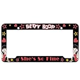 Betty Boop Red Star Black Car Truck License Plate Frame Universal Fit