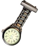 JAS Unisex Nurses Lapel Watch (Infection Control) Metal Linked - Gunmetal with Luminous
