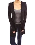 PattyBoutik Women's Wool Blend Hoodie Knit Sweater Cardigan (Black S)