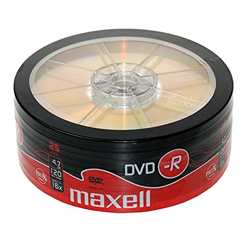 Maxell 275731.40.TE DVD-R 4.7 GB 16X 120 Min Recordable Video Disc- (25 Disk Pack - Shrink Wrapped)