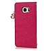 Galaxy S7 Edge Case - Mavis's Diary 3D Handmade Cute Wallet Bling Crystal PU Leather Flip Cover Shiny Glitter Diamonds Wooden Love Heart with Tower Tassel Pendant for Samsung Galaxy S7 Edge (Hot Pink)