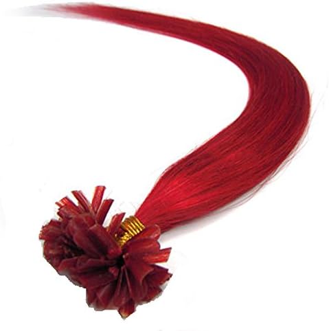 20" Keratin Fusion Nail U Tip Pre Bonded Remy Human Hair Extensions 100 Strands (Red)