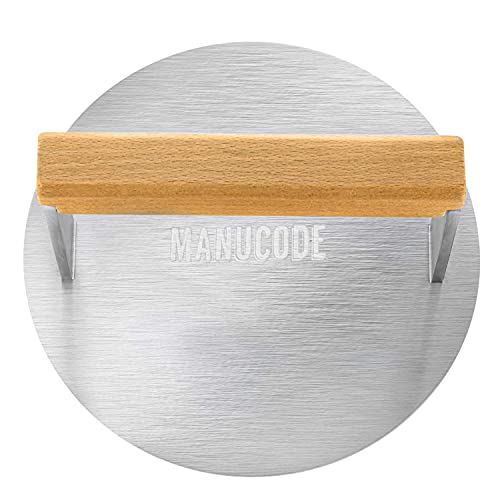 Manucode HeavyDuty Smash Burger Press, Stainless Steel Round Bacon
