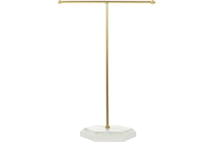 Milisten T-shaped Jewelry Display Rack with White Base, Earring and Necklace Organizer Stand for Home Storage