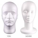 Keyzone Female+Male Styrofoam Mannequin Manikin Head Model Foam Wig Hair Hat Glasses Display