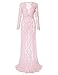 Saslax Maternity Sexy Deep V-Neck Long Sleeve Lace See-Through Maxi Dress for Beach Pink S