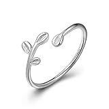 Long Way Ring, 925 Sterling Silver Adjustable Leaf Open ring Fine Jewelry for Women, Best Gift for Mother Wife Girlfriend at Christmas Birthday