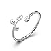 Ring, 925 Sterling Silver Adjustable Leaf Open ring Long Way Fine Jewelry for Women, Best Gift for Mother Wife Girlfriend at Christmas Birthday