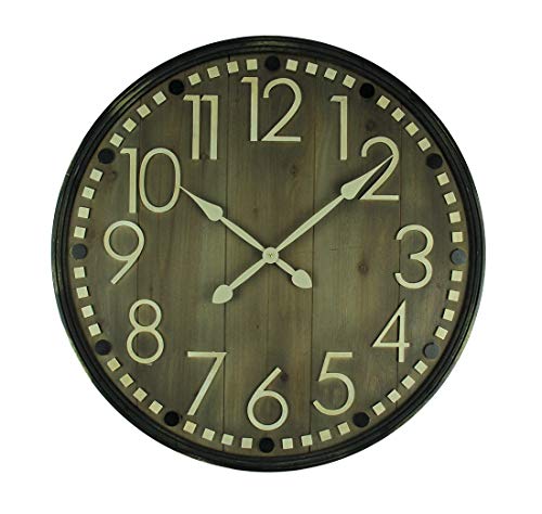 Rustic Wooden Slat 31 Inch Diameter Wall Clock
