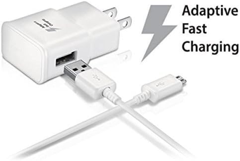 Galaxy S6 S7 and S7 Edge for Samsung Adaptive Fast Charger Micro USB 2.0 Cable Kit {Wall Charger + 5FT Cable} Adaptive Fast Charging for up to 50% faster charging (WHITE)