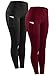 Neleus 2 Pack Tummy Control High Waist Running Workout Leggings,9017,Black,Red,US L,EU XL