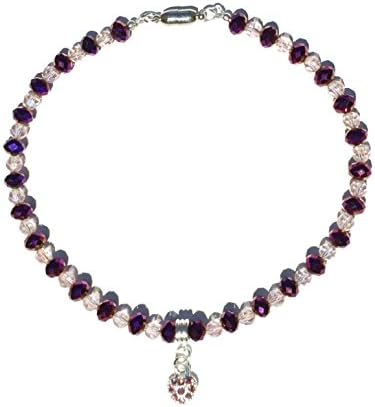 Silver Plated Heart Charm Magnetic Clasp Bead Necklace for Girls 4-8 years