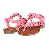DREAM PAIRS GARDENIA Girl's Cute Flowers Embellished Elastic Strap Toe Ring Flat Summer Sandals