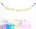 POSHAHOOLIE™ Happy Birthday Banner - Gold Glitter With Pastel Pom Poms - unicorn rainbow ice cream birthday party decorations happy birthday banner