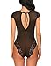 ADOME Sexy Lingerie for Women Lace One Piece Teddy Babydoll Bodysuit,Black 2,Medium