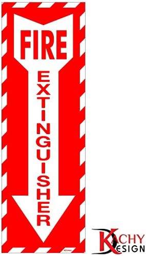 Kachy Design | Fire Extinguisher Sign 4" x 12" | 4 Mil Vinyl | Self Adhesive Sticker | Laminated | UV Protected & Weatherproof (Pack of 3)