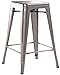 Poly and Bark Trattoria 24 Inch Counter Height Industrial Metal Bar Stool in Polished Gunmetal (Set of 2)