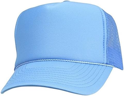 QML Trucker Cap Mesh Hat with Solid, Two Tone Colors and Adjustable Snapback Strap and Small Braid (Solid, SKY BLUE)