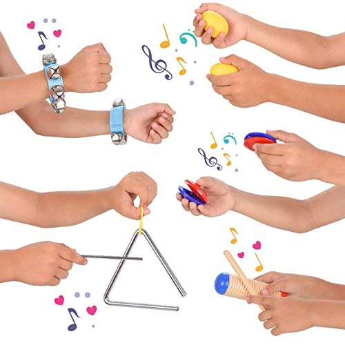LasVogos Kids Musical Instruments Tamborines Drum Set 10Pcs Xylophone Percussion Toy
