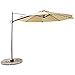 C-Hopetree 10' LED Lighted Cantilever Offset Hanging Market Umbrella with Tilt and Solar Lights for Large Outdoor Balcony or Terrace, Beige