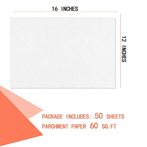 EBIGIC Parchment Paper Sheets Baking 50 Pcs 12 x 16 Inches Non-stick Waterproof Precut