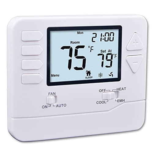 Heagstat H725 Wärmepumpe, programmierbares Thermostat, 2 Heizen/1 Kühlung, DIY-Installation, C-Draht nicht erforderlich