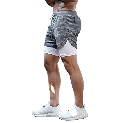 Superora Mens Running Gym 2 in 1 Sports Shorts Breathable Outdoor Workout Training Shorts with 