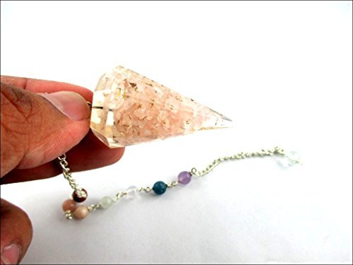 Jet Exquisite Rose Quartz Orgone Pendulum 2 inch Jet International Crystal Therapy Healing Power Peace Prosperity Divine Gemstone
