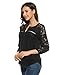 Zeagoo Women Casual Tops V-Neck 3/4 Sleeve Floral Lace Button Blouse Tops