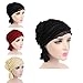 Ever Fairy 3 Colors Pack Chemo Cancer Head Scarf Hat Cap Ethnic Cloth Print Turban Headwear Women Women's Ruffle Beanie Scarf (3 Colors Pack-C1)
