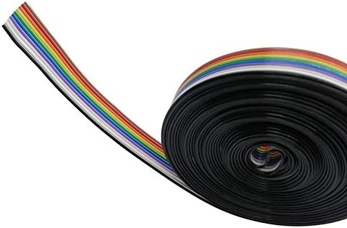 Stayhome 1 Meter 1.27mm Spacing Pitch10 Way 10P Flat Color Rainbow Ribbon Cable Wiring Wire for PCB DIY 10 Way Pin