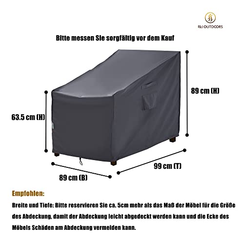 F&J Outdoors 2-Piece Outdoor Armchair Cover 89 x 99 x 65.5/89 cm Waterproof | Designed for grey patio recliners; rain resistant finish against dust, sun, moisture and dirt, easy to put on