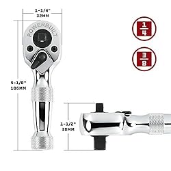 Powerbuilt Stubby Ratchet, Dual Head Ratchet, 1/4