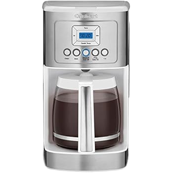 Cuisinart DCC-3200W 14C Glass Carafe with Stainless Steel Handle Programmable Coffeemaker, White