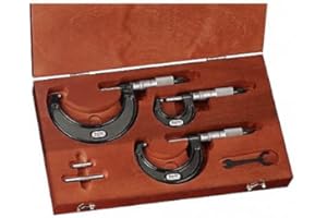 Starrett Outside Micrometer Set with One-Piece Friction Thimble, Tapered Frame and Satin Chrome Finish - Quick and Easy Adjustment, 0-3" Set Range, 0001" Graduations - ST436.1AXRLZ