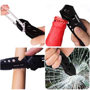 Morpilot Tactical Knife Tactical Flashlight Set Rescue Folding Pocket Knife LED Torch Adjustable Focus and 5 Light Modes, Outdoor Water Resistant 500LM for Camping Hiking Backpacking Fishing Ideal for Gift