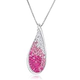 Sterling Silver Pink Ombre Tear Drop Pendant-Necklace made with Swarovski Crystals