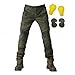 Takuey Men Motorcycle Riding Pants Motorcross Denim Jeans With Protect Pads Equipment Racing Knight Trousers Army Green S-XXXL (XXL=35-36)