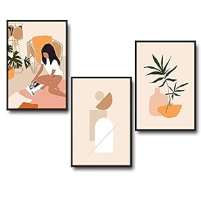 3 Piece Framed Canvas Wall Art for Living Room, Bedroom Mattis and Brutalist Canvas Prints for Modern Home Decoration Ready to Hang - 16"x24"x3 Panels