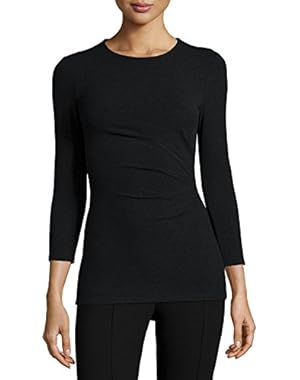 Women's Uotab Ribbed Viscose Stretch-Knit Top Black Size Small