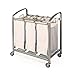 Seville Classics Deluxe Mobile 3 Heavy-Duty Laundry Hamper Sorter Bag Cart, Champagne