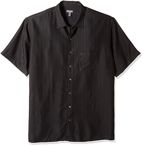 Van HeusenMen's Big and Tall Air Short Sleeve Button Down Poly Rayon Stripe Shirt