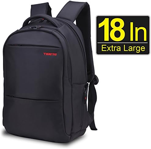 Zhongrong Laptop Backpack for Men with Adjustable Shackproof Sleeve and Hidden Compartment, 17-Inch, Black