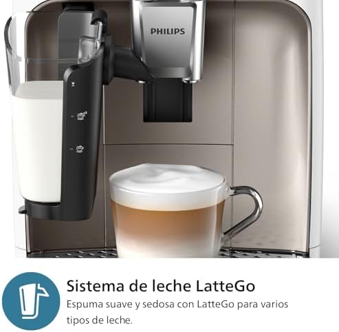 2300 Cafetera Superautomática LatteGo, 4 bebidas, Cromo Blanco