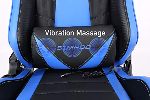 SIMHOO Big and Tall Gaming Chair High Back Ergonomic Chair Large Video Game Chair Heavy Duty Adjustable Recliner with Headrest and Massage Lumbar (Blue)