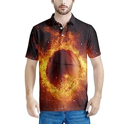 HUGS IDEA Fire Basketball Mens Golf Shirt Fashion
