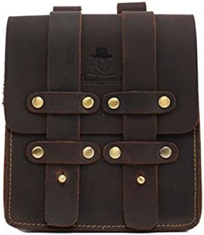 Men's Vintage Small Crazy Horse Leather Waist Belt Pocket Fanny Pack (brown)