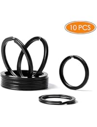 Flat Key Rings 10 Pieces 1 inches Flat Key Rings Metal Keychain Rings Split Keyrings Flat O Ring for Home Car Office Keys Attachment(Black)